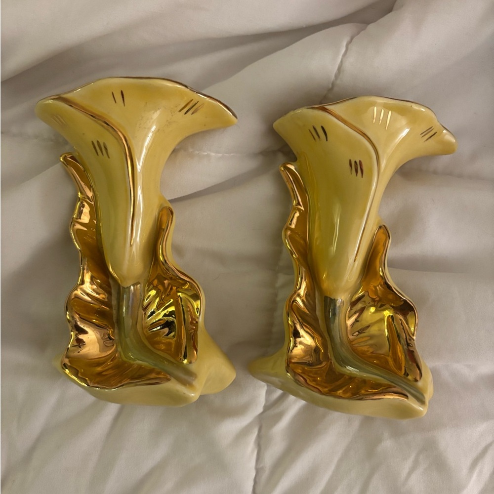 Elegant Yellow and Gold Ceramic decorative vase